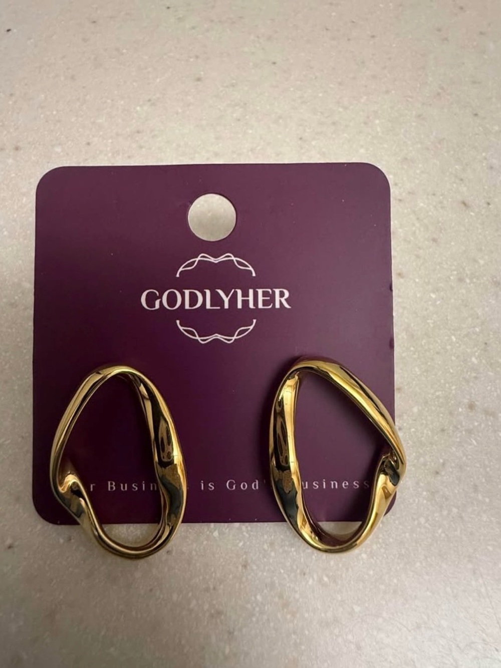 Polished Gold Sculpted Loop Earrings
